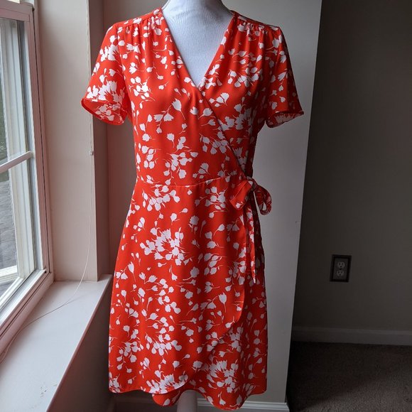 j crew red floral dress